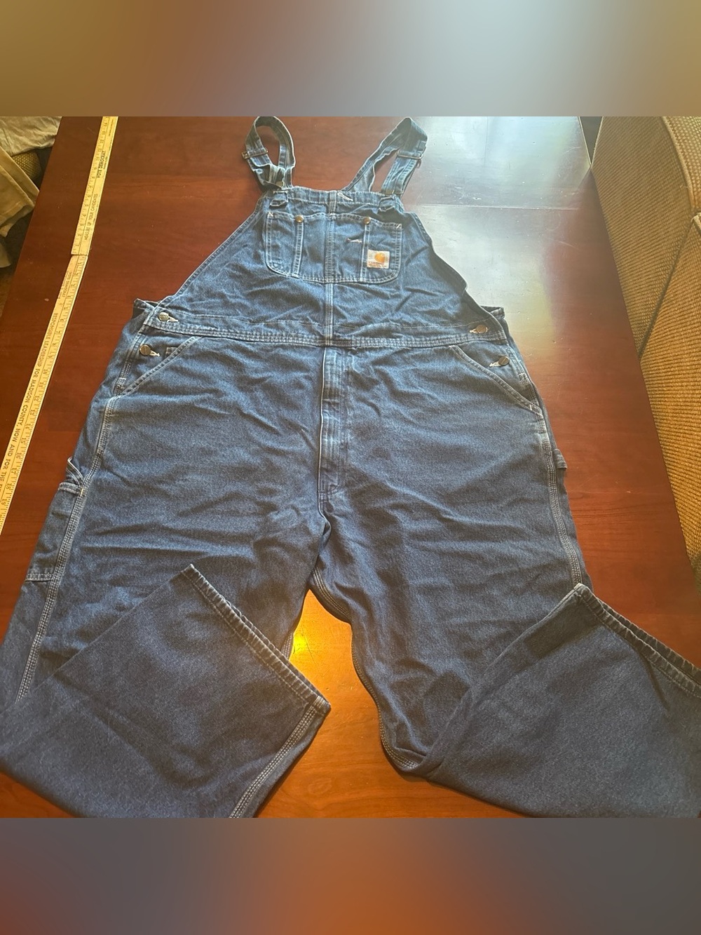 Carhartt Men's Blue Relaxed Denim Overalls BIG & TALL 48x28